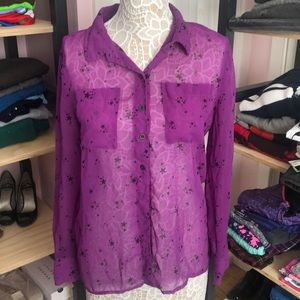 Sheer purple black star blouse